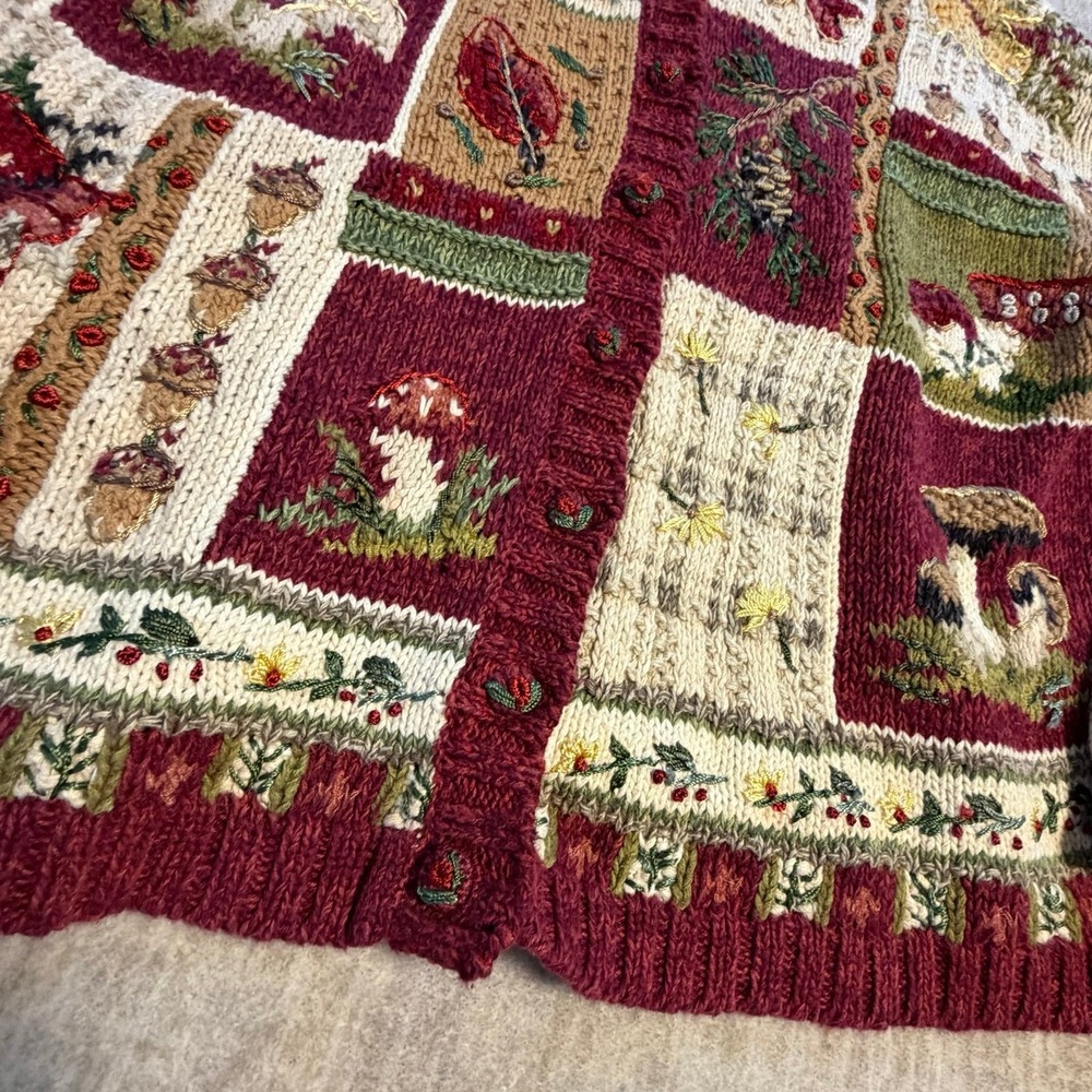 Vintage Heirloom Collectibles Woodland Cottagecore Cardigan Sweater XL 1999 - Picture 2 of 6